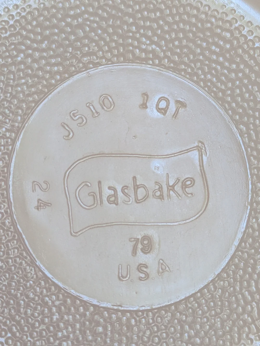 Vintage White 1 Qt. Glasbake Casserole Dish with Brown Floral Design